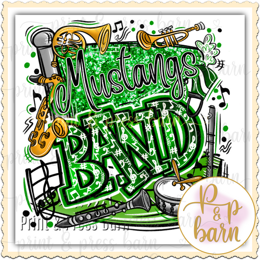 Mustang Band Collage- Green