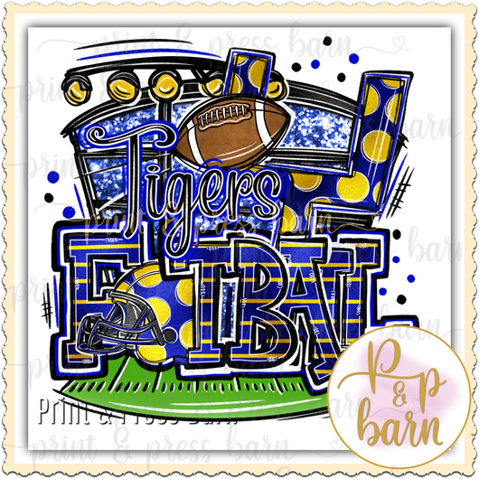 Tiger FOotball Collage- blue and yellow