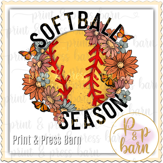 Softball season with flowers