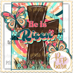 He is Risen Butterly Cross