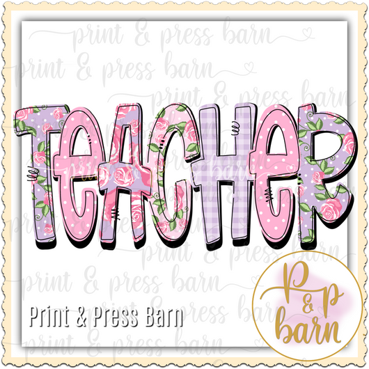 Pink Floral Teacher