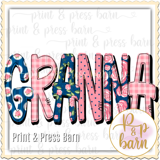 Navy Pink Floral Granna