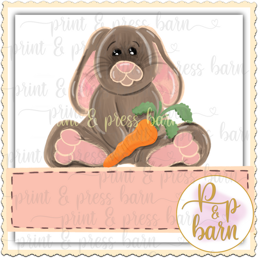 Sitting Bunny with plaque- pink