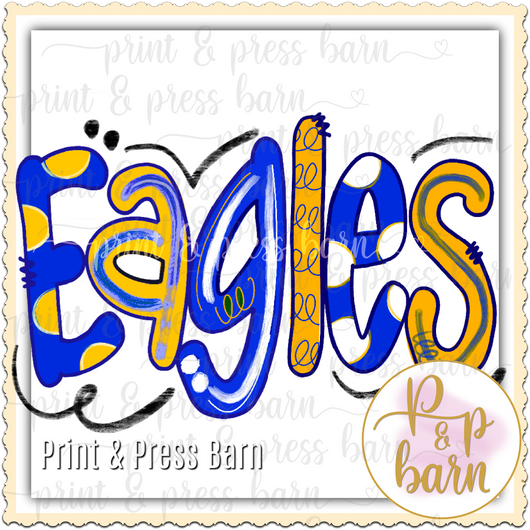 Eagles Doodle blue and yellow- LD