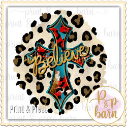 Leopard Heart Cross Believe