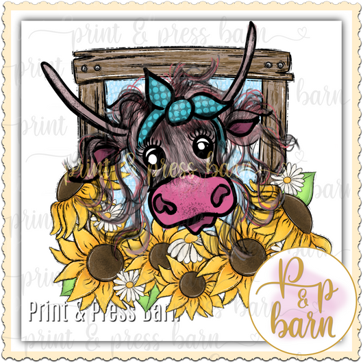 Pretty Cow Sunflower Frame