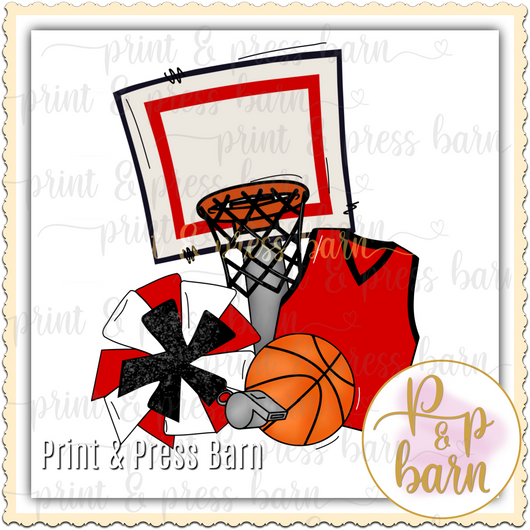 Basketball COllage- Red black