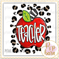 Teacher apple with leopard background