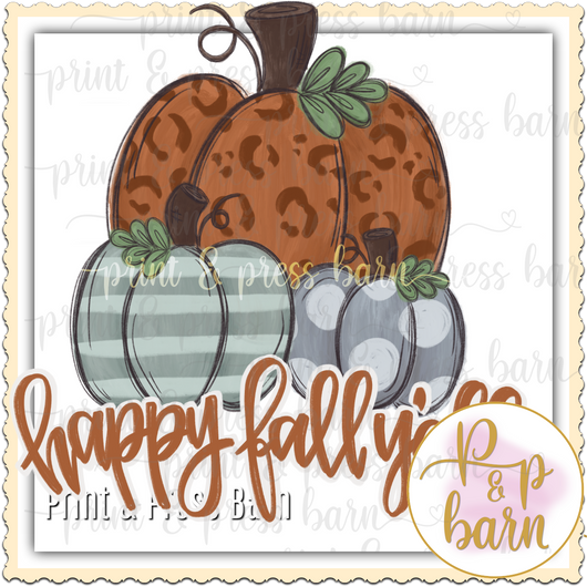 Happy Fall Yall Leopard Pumpkin Trio- AR