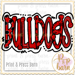 Bulldog Doodle- red and black