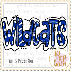 Wildcats Doodle- Blue White