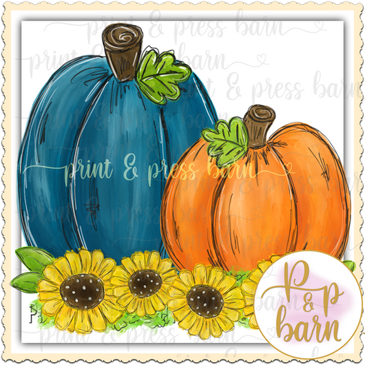 Blue Orange Sunflower Pumpkin
