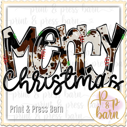 Merry Christmas Cow print