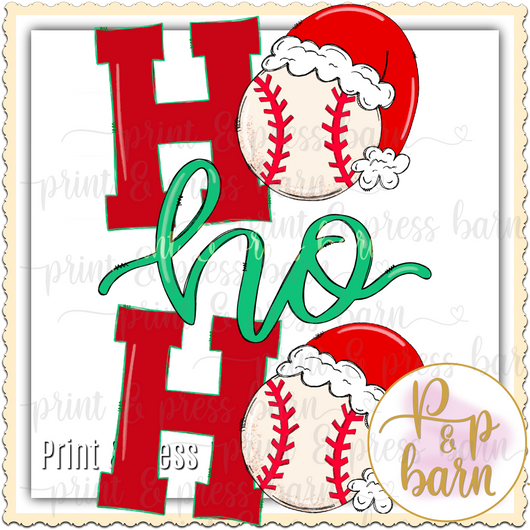 Christmas Baseball Ho Ho Ho