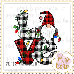 Love Christmas Gnome plaid