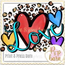 Love hearts with leopard background