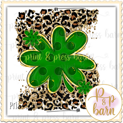 Shamrock with leopard background