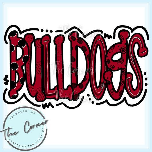 Bulldog Doodle- maroon and black