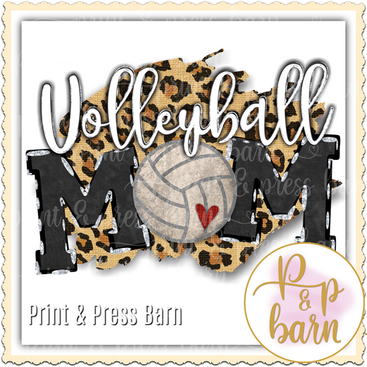 Volleyball Mom with Lleopard background