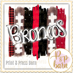 Bronco Football Brushstroke- Red