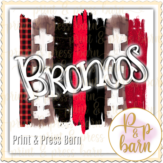 Broncos Football Brushstroke- Red