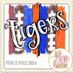 Tiger Football Brushstrokes- Orange and Blue