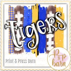 Tiger Football Brushstrokes- Yellow and Blue