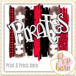 Pirates Football Brushstroke- Red and Black