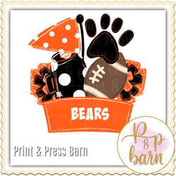 Football Collage Orange and Black- Add name