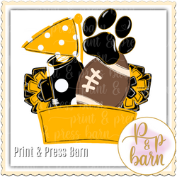 Paw Football Collage- Yellow and black