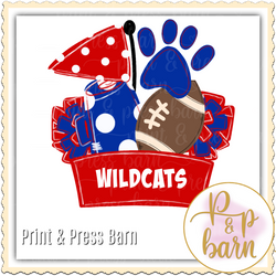 Football Collage Blue and Red- Add name