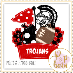 Trojans Collage- Red and black