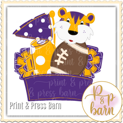 Tiger Football Collage- Yellow and Purple