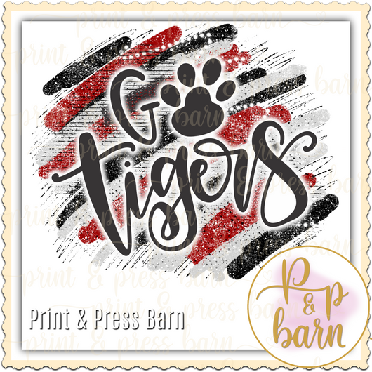 Go Tigers Brushstroke- Red and black