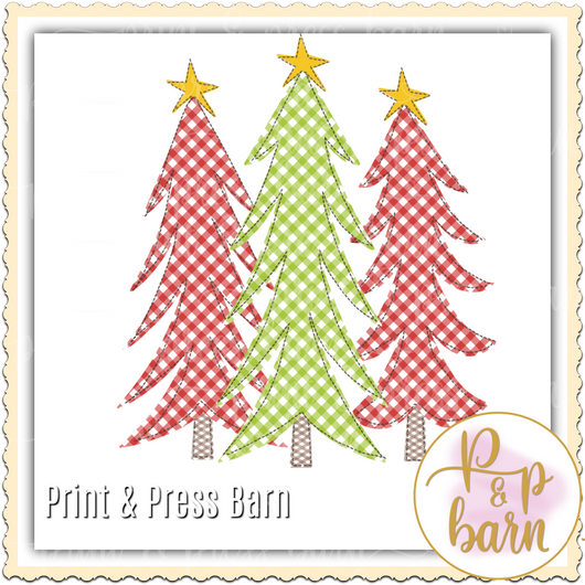 Red Green gingham trees