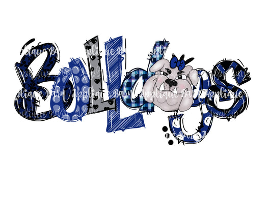 Bulldog Word Doodle- Navy