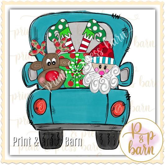 Christmas Doodle Truck- Blue