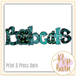 Bobcats Paw Word Art- teal