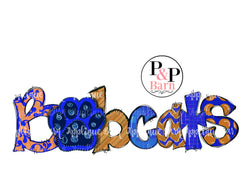 Bobcats Paw Word Art- Blue Gold