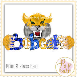 Bobcats Face- Blue Gold