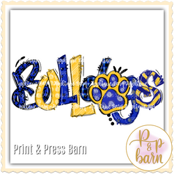 Bulldog Word Doodle- Blue and yellow