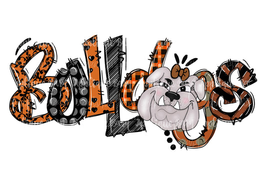 Bulldog Word Doodle- black and gold
