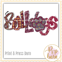 Bulldog Paw- maroon and Grey