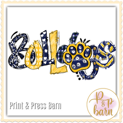 Bulldog Word Doodle- Navy and yellow