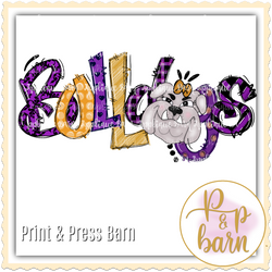 Bulldog Girl- Purple and Yellow