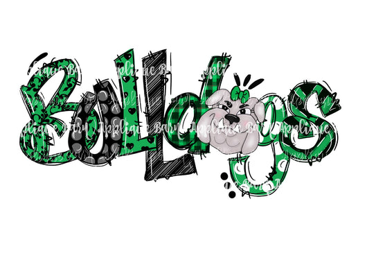 Bulldog Word Doodle- Green