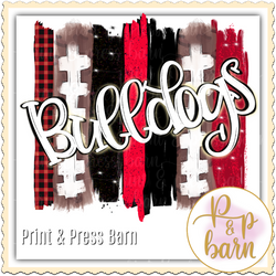 Bulldog Football Brushstroke- Red and black