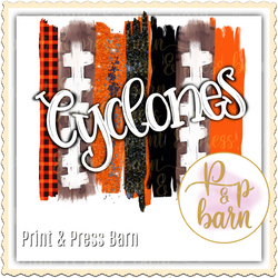 Cyclones Football Brushstrokes- Orange and Black