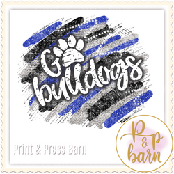 Go Bulldog Brushstroke- Blue