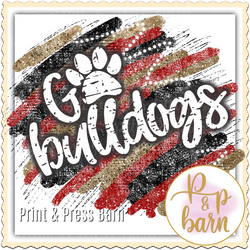 Go Bulldogs Brushstrokes- red and gold w white